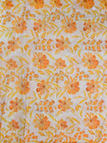 Crape silk fabric half white and yellow color allover prints & sequence work