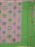 Kota fancy saree light pink color allover prints & small kaddi border with contrast pallu and plain blouse