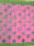 Kota fancy saree light pink color allover prints & small kaddi border with contrast pallu and plain blouse
