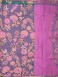 Kota fancy saree navy blue color allover prints & small kaddi border with contrast pallu and plain blouse