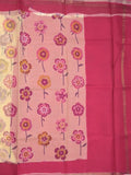 Kota fancy saree cream color allover prints & small kaddi border with contrast pallu and plain blouse
