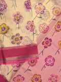 Kota fancy saree cream color allover prints & small kaddi border with contrast pallu and plain blouse