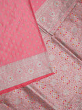 Banaras pattu saree light pink color allover zari motifs & zari border with rich pallu and attached plain blouse