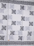 Mul cotton saree white color allover prints & printed border with printed pallu and plain contrast blouse