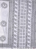Mul cotton saree white color allover prints & printed border with printed pallu and plain contrast blouse