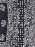 Mul cotton saree black color allover prints & printed border with printed pallu and plain contrast blouse