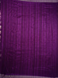 Fancy tussar saree purple color with allover small flower motive prints, small zari kaddi border, short pallu and plain blouse
