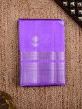 Raw mango pattu saree lavender color allover zari motifs & zari border with rich pallu and contrast plain blouse