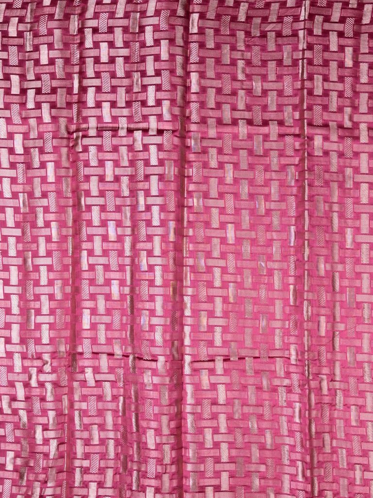 Raw mango pattu saree rose pink color allover zari stripes & zari border with brocade pallu and brocade blouse