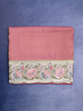 Dola tissue fancy saree onion pink color allover stripes & designer fancy border with running pallu and embroidery blouse