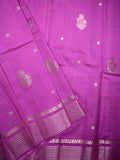 Raw mango pattu saree purple color allover zari motifs & zari border with short pallu and brocade blouse