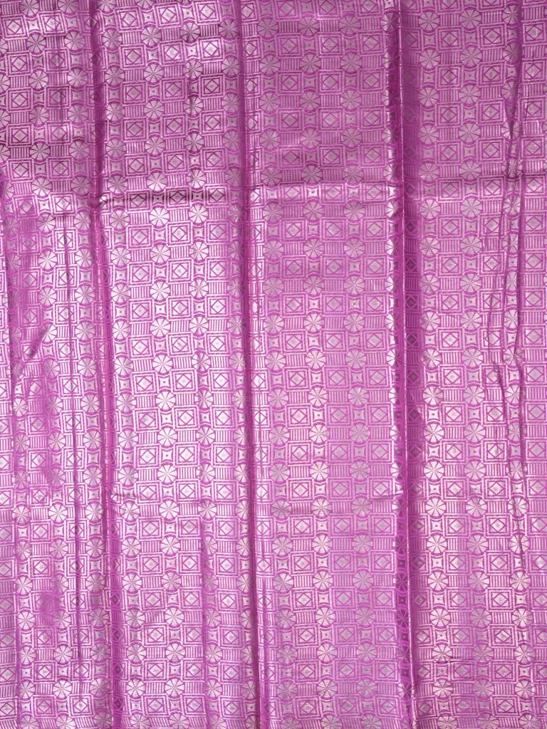 Raw mango pattu saree purple color allover zari motifs & zari border with short pallu and brocade blouse