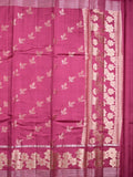 Raw mango pattu saree rose pink color allover zari weaves & zari border with short pallu and plain self blouse