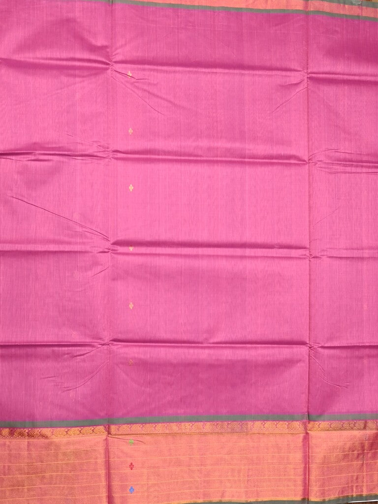 Venkatagiri cotton saree purple color allover motifs & zari border with zari stripes pallu