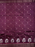 Raw mango pattu saree maroon color allover stripes, zari motifs & zari border with rich pallu and contrast plain blouse