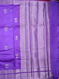 Raw mango pattu saree lavender color allover zari motifs & zari border with rich pallu and contrast plain blouse