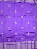 Raw mango pattu saree lavender color allover zari motifs & zari border with rich pallu and contrast plain blouse