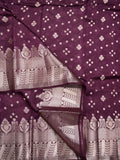 Raw mango pattu saree dark wine color allover zari motifs & zari border with rich pallu and contrast plain blouse