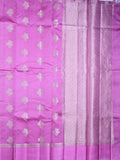 Raw mango pattu saree lavender color allover zari motifs & small kaddi border with short pallu and attached blouse