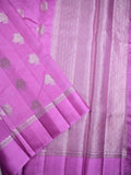 Raw mango pattu saree lavender color allover zari motifs & small kaddi border with short pallu and attached blouse