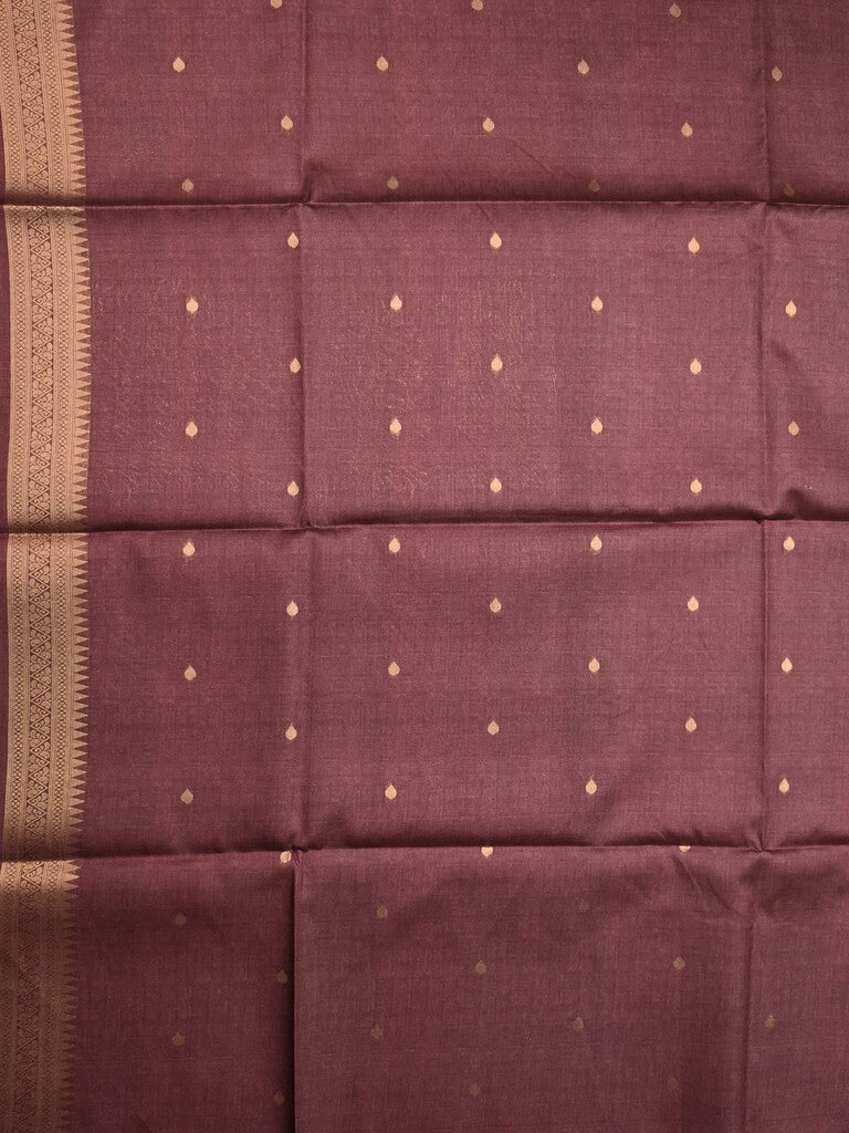 Tussar fancy saree light beige color allover plain & printed border with rich pallu and contrast blouse