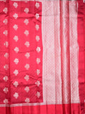 Raw mango pattu saree red color allover zari motifs & small kaddi border with short pallu and contrast blouse