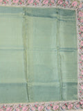 Dola tissue fancy saree lux green color allover stripes & designer fancy border with running pallu and embroidery blouse