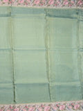 Dola tissue fancy saree lux green color allover stripes & designer fancy border with running pallu and embroidery blouse