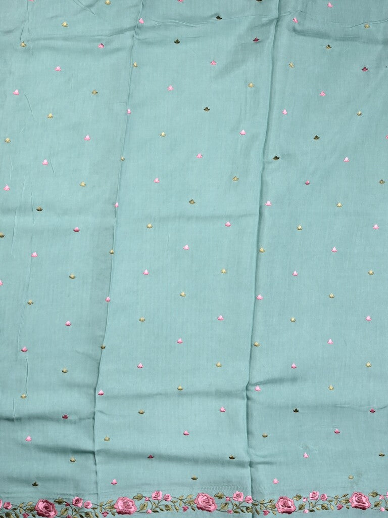 Dola tissue fancy saree lux green color allover stripes & designer fancy border with running pallu and embroidery blouse