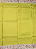 Dola tissue fancy saree parrot green color allover stripes & designer fancy border with running pallu and embroidery blouse