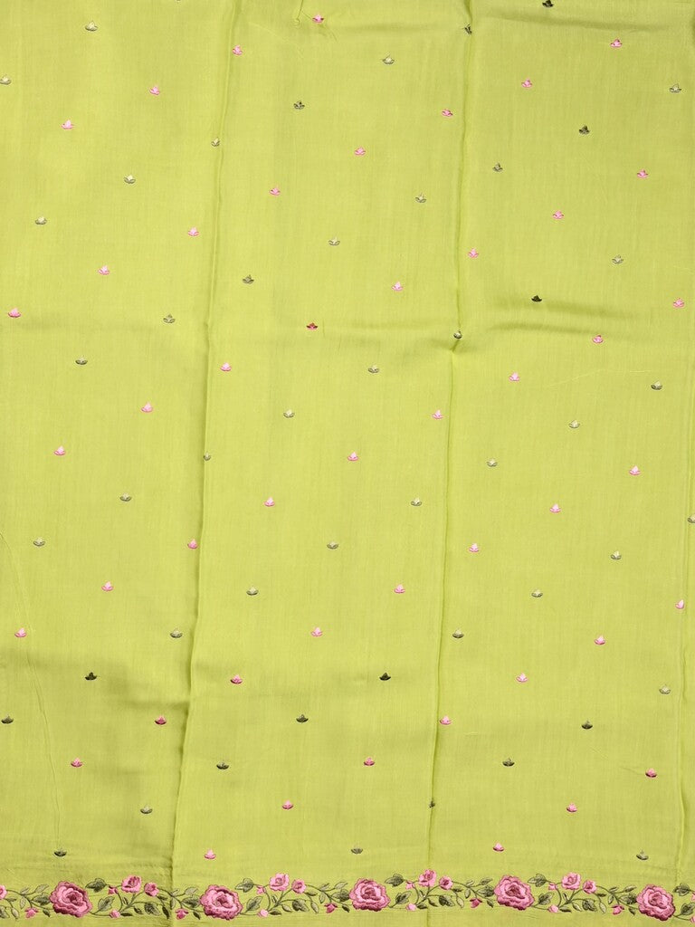 Dola tissue fancy saree parrot green color allover stripes & designer fancy border with running pallu and embroidery blouse