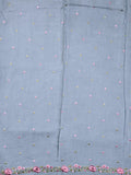 Dola tissue fancy saree grey color allover stripes & designer fancy border with running pallu and embroidery blouse