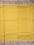 Dola tissue fancy saree yellow color allover stripes & designer fancy border with running pallu and embroidery blouse