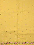 Dola tissue fancy saree yellow color allover stripes & designer fancy border with running pallu and embroidery blouse