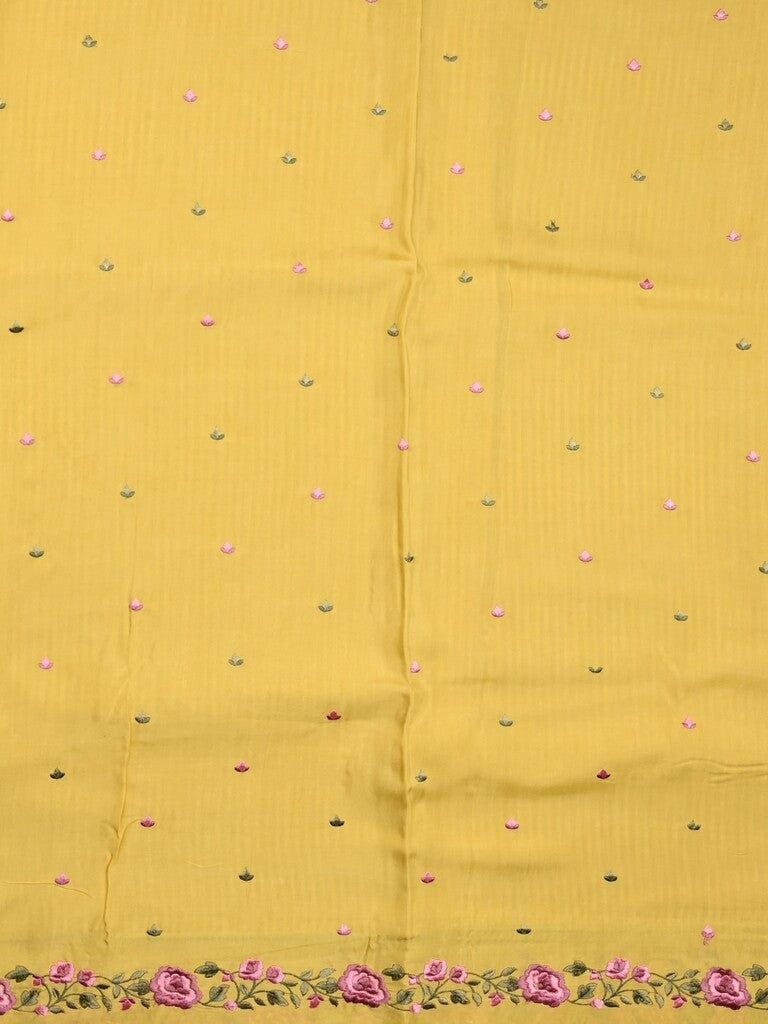 Dola tissue fancy saree yellow color allover stripes & designer fancy border with running pallu and embroidery blouse