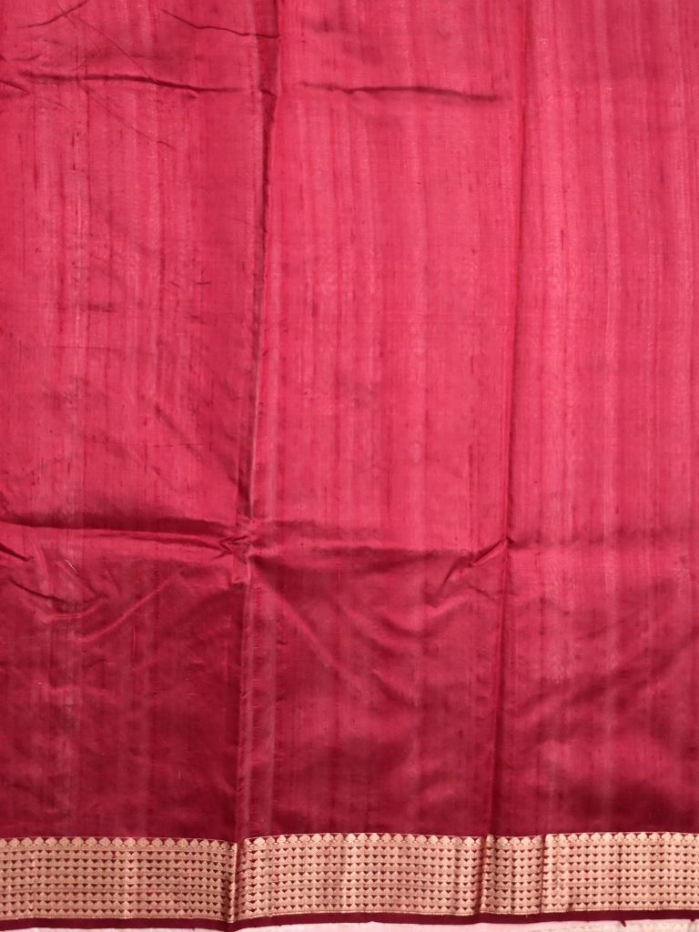 Raw silk pattu saree peach color allover zari motifs & zari border with contrast plain pallu and plain blouse