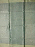 Organza tissue fancy saree grey color allover weaves & small kaddi border with short pallu and plain blouse