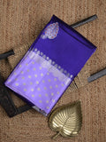 Chiniya pattu saree royal blue color allover zari weaves & zari border with brocade pallu and attached contrast blouse