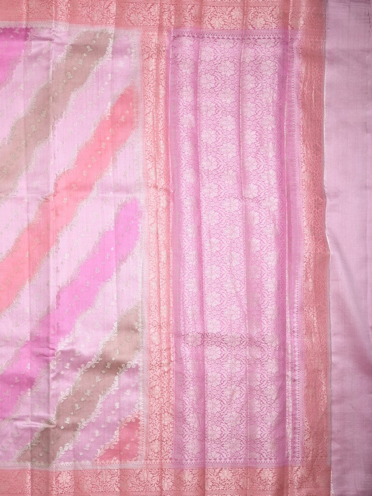 Raw mango pattu saree light lavender color allover zari weaves & zari border with rich pallu and attached plain blouse