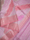 Raw mango pattu saree light lavender color allover zari weaves & zari border with rich pallu and attached plain blouse