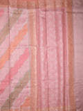 Raw mango pattu saree peach color allover zari weaves & zari border with rich pallu and attached plain blouse