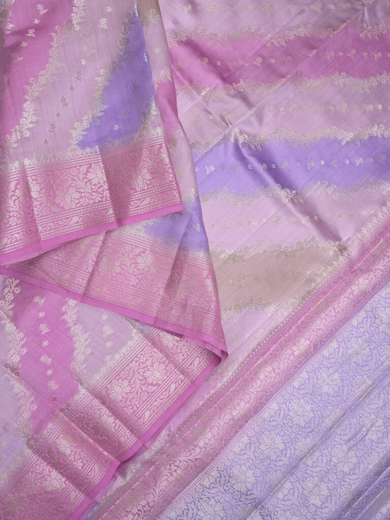 Raw mango pattu saree light purple color allover zari weaves & zari border with rich pallu and attached plain blouse