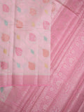 Raw mango pattu saree baby pink color allover zari weaves & zari border with rich pallu and attached plain blouse