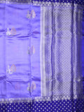 Chiniya pattu saree sky blue color allover zari weaves & zari border with brocade pallu and attached contrast blouse