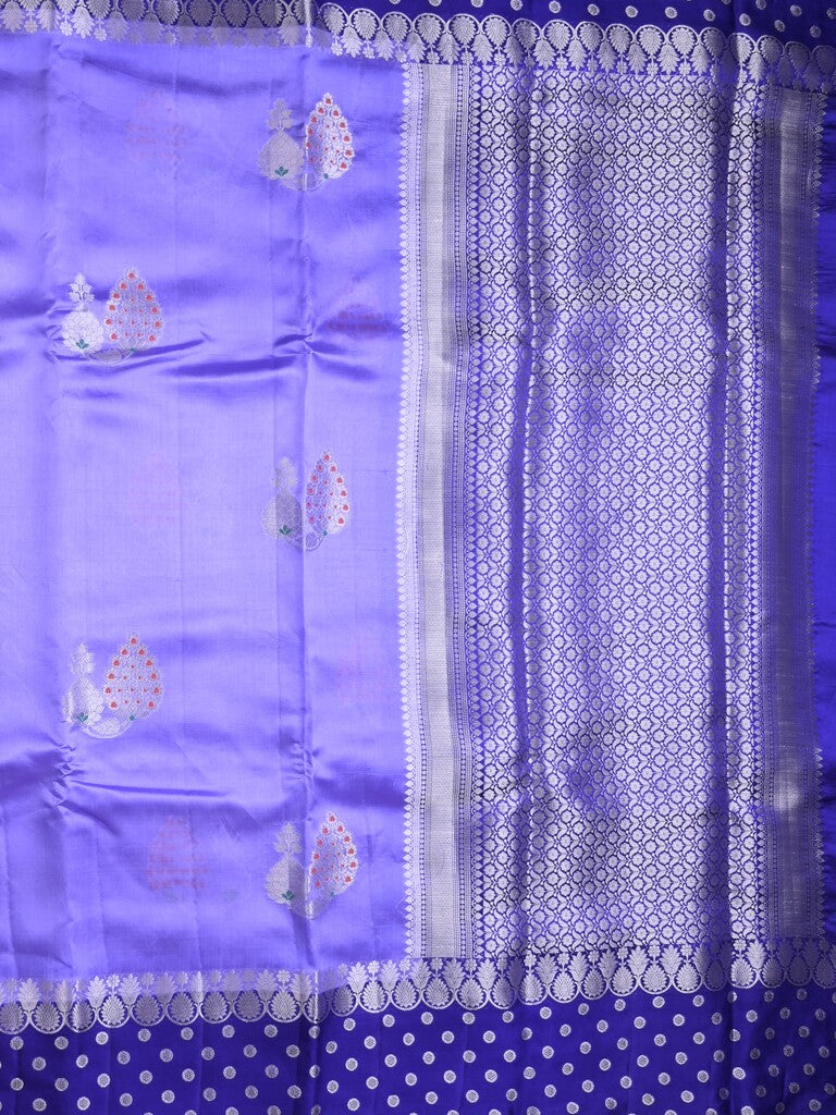 Chiniya pattu saree sky blue color allover zari weaves & zari border with brocade pallu and attached contrast blouse