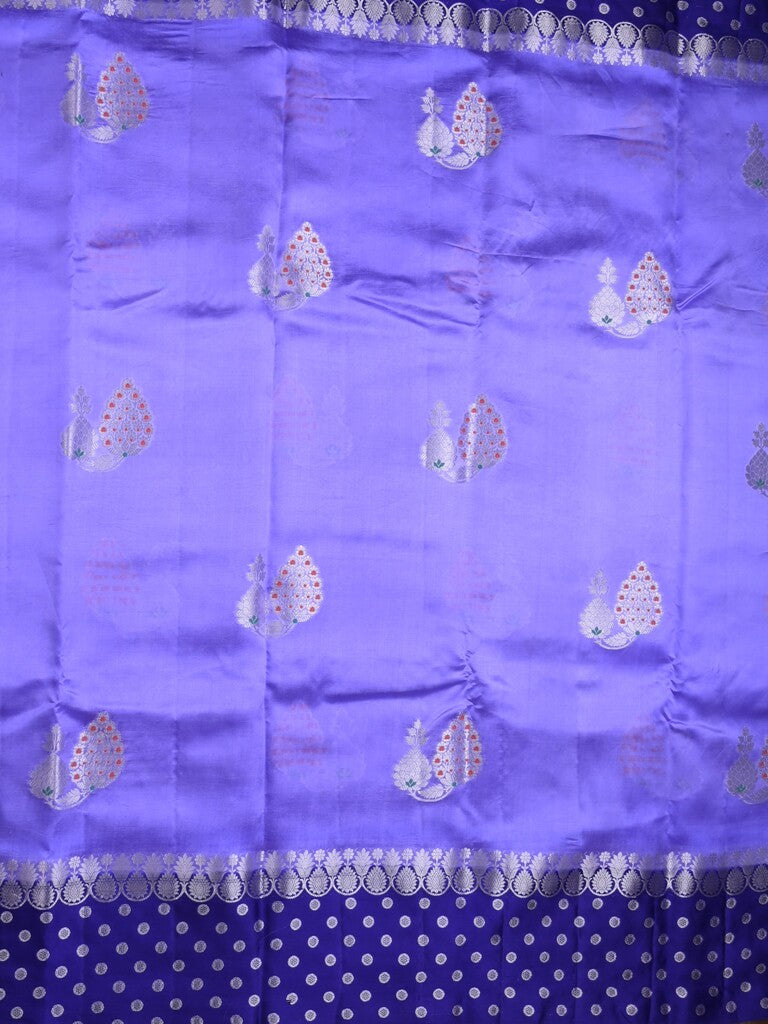 Chiniya pattu saree sky blue color allover zari weaves & zari border with brocade pallu and attached contrast blouse