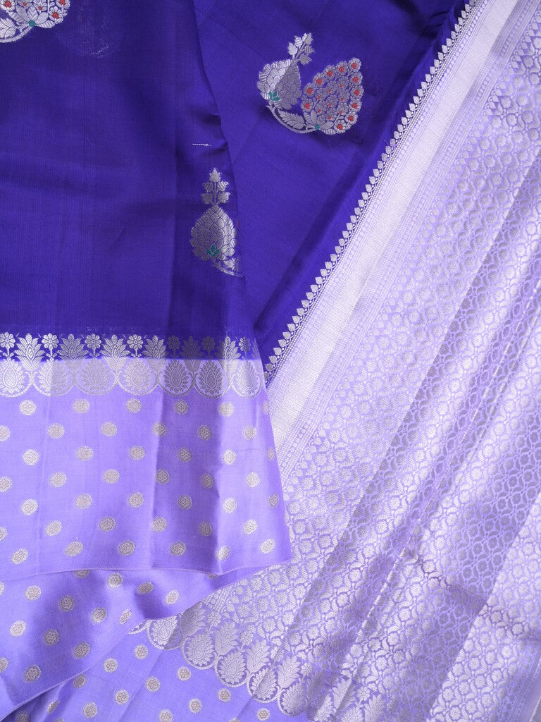 Chiniya pattu saree royal blue color allover zari weaves & zari border with brocade pallu and attached contrast blouse