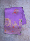 Tabby silk fancy saree lavender color allover zari weaves & zari border with zari pallu and attached plain blouse