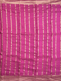 Crape fancy saree onion pink color allover zari weaves & zari border with zari pallu and plain blouse