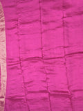 Crape fancy saree onion pink color allover zari weaves & zari border with zari pallu and plain blouse